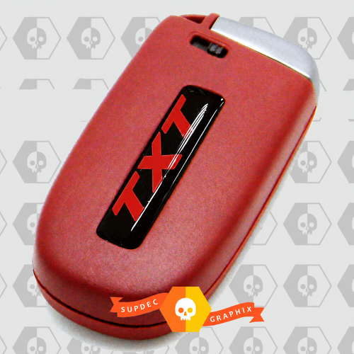 SRT Style Red TXT Domed Inlay Pair Key Fob Vinyl Decal Sticker for Dodge Challenger