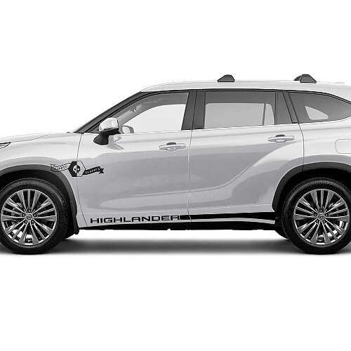Pair Toyota 2020 Highlander Doors Bed Side Slim Rocker Panel Decal Graphic Sticker Side Stripe Kit