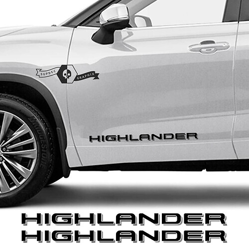 Pair Toyota 2020 Highlander Doors Decal Graphic Sticker Side Kit