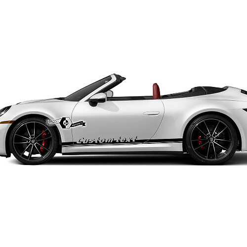 2 Porsche 911 Porsche Carrera Rocker Panel Side Custom Text Stripes Doors Kit Decal Sticker 