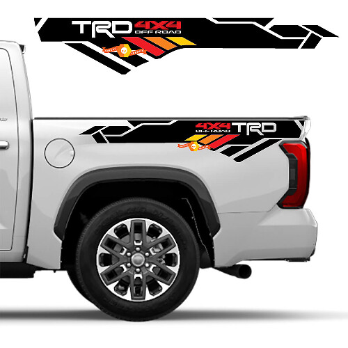 TRD 4x4 Off Road Vintage Style Bedside Vinyl Decals for Toyota Tundra 2022-2024