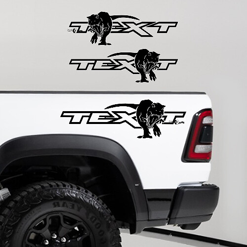 T-Rex & Custom Text Bed Side Vinyl Decal Set for Dodge Ram 1500 TRX