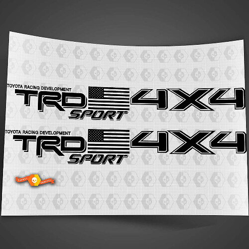 Pair of USA Flag 4x4 Sport Side Decals for Toyota Tacoma TRD-Style Trucks