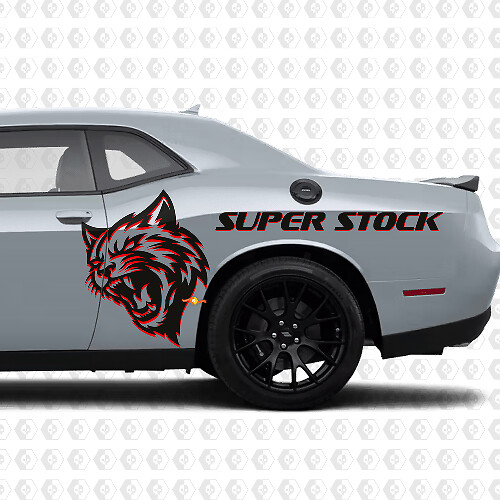 Wildcat Super Stock Side Vinyl Decals Kit for Dodge Challenger or Charger
