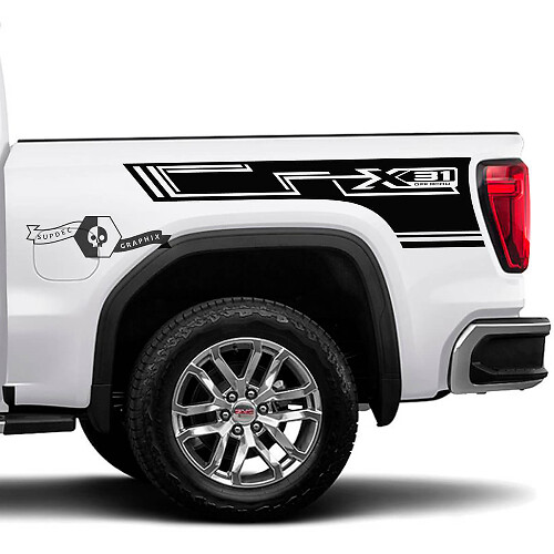 X31 Geometric Lines Side Pickup Truck Decals Stickers for GMC 2023 Sierra 1500 PRO SLE ELEVATION SLT