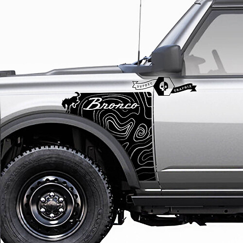 Topographic Style Logo  Side Vinyl Decal Kit for Musclecar horse