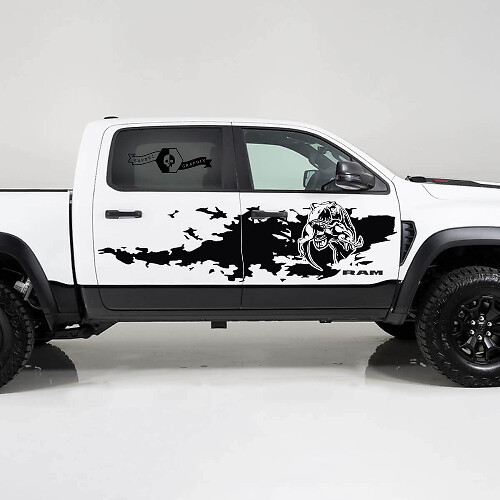 TRX Eating Mud Splash Style Side Vinyl Decal Kit for Dodge Ram1500 2021+