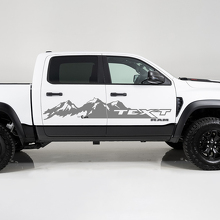 Mountain Range & Custom Text Side Vinyl Decal Sticker for Dodge Ram 1500_2