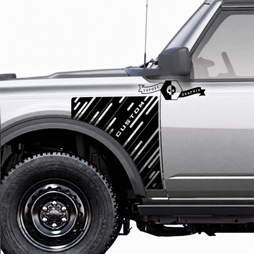 Everglades Style Diagonal CUSTOM Panel Pair Front Fender Vinyl Decal Sticker for Ford Bronco