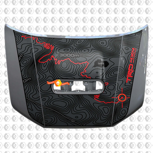 Topographic Map Hood Vinyl Decal for Toyota 4Runner 5th Gen