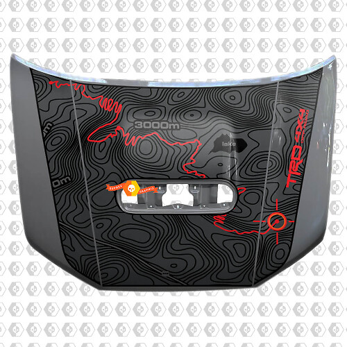 Toyota 4Runner 5th Generation Blackout Topographic Map Adventure trip TRD 4x4 Off road PRO SPORT Limited 4x4 Sport 4x4 PRO Vinyl Hood Decal Sticker