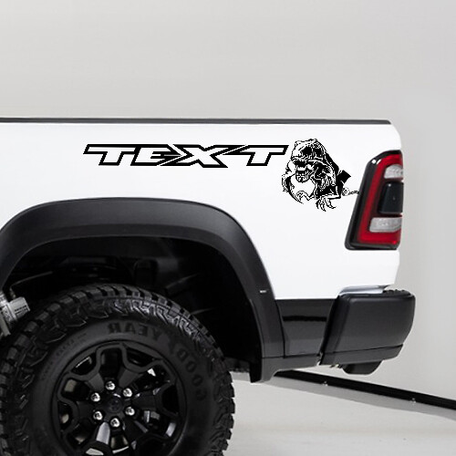 T-Rex Eating Raptor Rear Side Vinyl Decals Kit for Dodge Ram TRX 2020-23