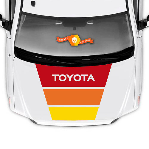 Retro Tri-Color Hood Stripes Vinyl Decal for Toyota Tundra 2014-2027
