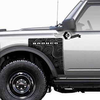 Pair Ford Bronco Topographic Map Everglades Style Side Panel Vinyl Decal Sticker Graphics Kit 3