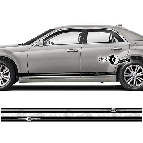 Pair Chrysler 300 Rocker Panel Graphics Strip Vinyl Decals Stickers