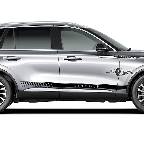2 x Lincoln 2023 Aviator Doors Stripes Rocker Panel Side Lines Vinyl Decals Graphics Sticker