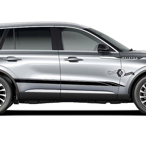 2 x Doors Stripes Side Lines Vinyl Decals Graphics Sticker for Lincoln 2023 Aviator