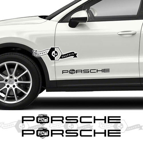 2x Porsche 2023 Porsche Cayenne Logo Doors Decal Stickers