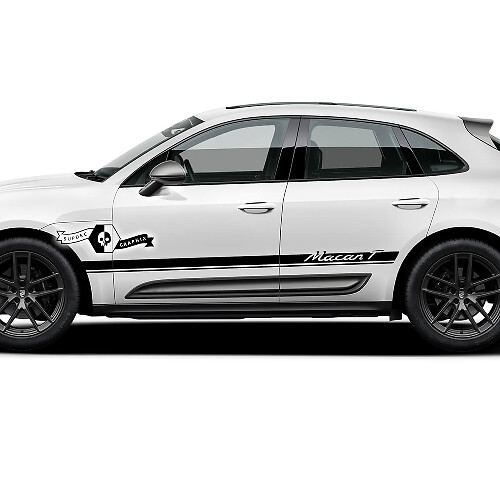 2x Porsche 2023 Porsche Macan T  Side Trim Logo Stripes Doors Decal Stickers