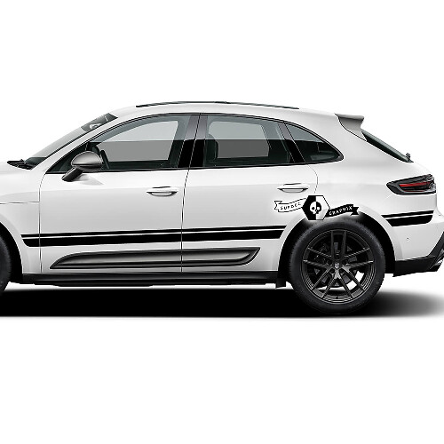2x Porsche 2023 Porsche Macan T Side Bed Stripes Doors Decal Stickers