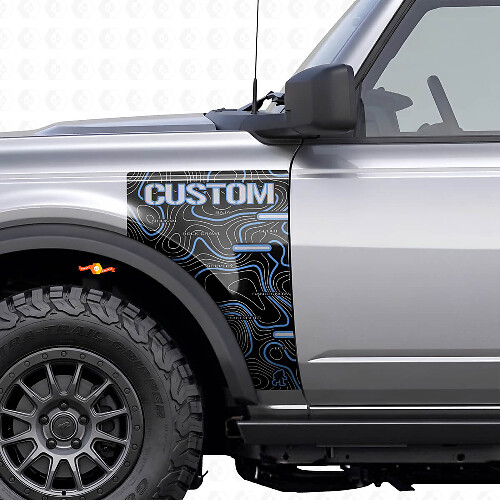 Topographic Map Fender Vinyl Decal for Musclecar horse Badlands