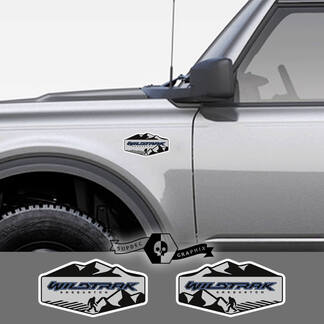 2 New Ford Bronco WIldtrak Mountains Decal Vinyl Emblem Sasquatch Gray Sticker Stripe for Ford Bronco