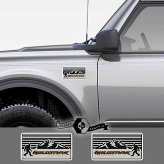 2 New Ford Bronco WIldtrak Mountains Decal Vinyl Emblem Sasquatch Logo Gray  Sticker Stripe for Ford Bronco