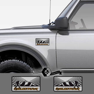 2 New Ford Bronco WIldtrak Mountain Decal Vinyl Emblem Sasquatch Logo Gray  Sticker Stripe for Ford Bronco