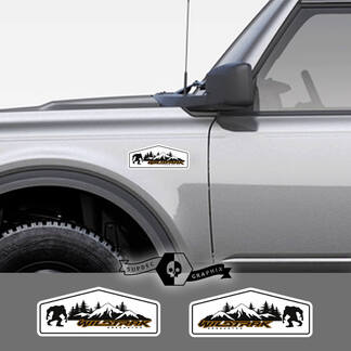 2 New Ford Bronco WIldtrak Mountain Decal Vinyl Emblem Sasquatch White Sticker Stripe for Ford Bronco