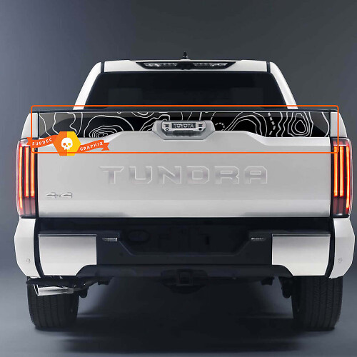 Topographic Map Tailgate Vinyl Decal for Toyota Tundra 2023