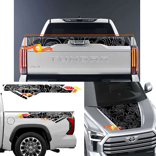 Topographic Map Hood Tailgate and Bed Side Vinyl Decal Kit for Toyota Tundra XK70 2021+