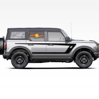 Pair of  Doors Dual Side Stripes Decals Stickers for Ford Bronco 2021 - now