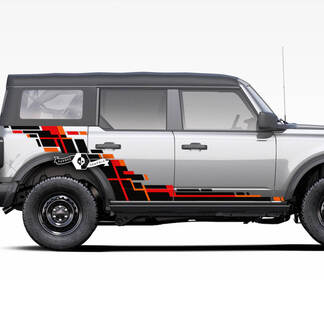 Pair of  Doors Side Geometric Graphics Splash Decals Stickers for Ford Bronco 20212022 2023 3 Colors