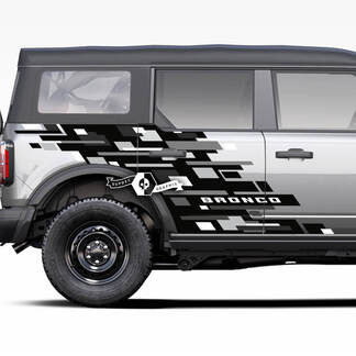 Pair of  Doors Side Geometric Graphics Monochrome Splash Decals Stickers for Ford Bronco 20212022 2023 3 Colors