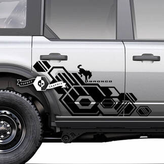 Pair of  Doors Side Geometric Logo Graphics Splash Decals Stickers for Ford Bronco 20212022 2023
