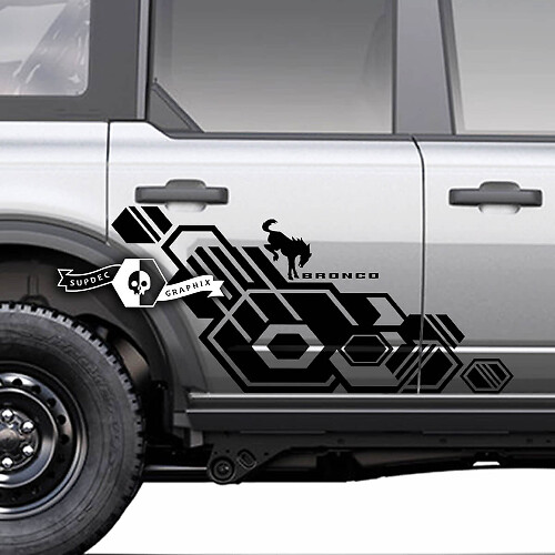 Side Door Geometric Logo Splash Graphics Decal Stickers for Ford Bronco
