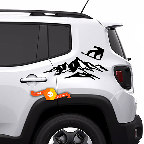 Mountain Rear Side Bed Vinyl Decals Stickers for Jeep Renegade