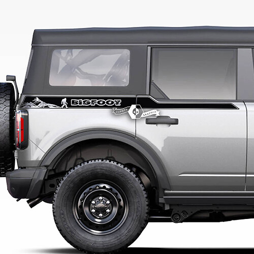 Pair of  Bed Fender Side Stripes Decals Mountain Bigfoot Stickers for Ford Bronco 2021 2022 2023