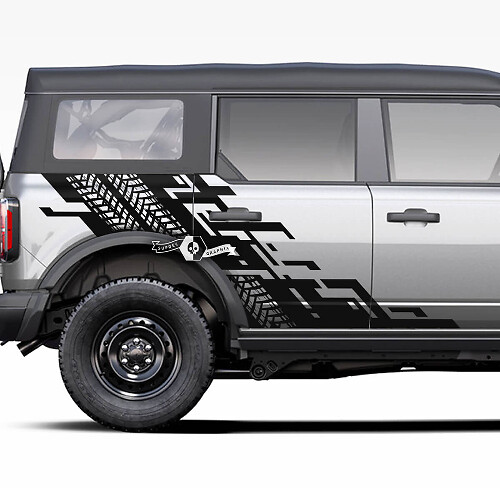 Pair of  Doors Side Bed Fender Geometric Graphics Splash Decals Tire Track Stickers for Ford Bronco 20212022 2023