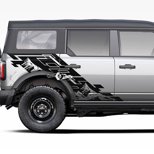 Side Door and Bed Fender Mountain Geometric Splash Graphics Decal Stickers for Ford Bronco