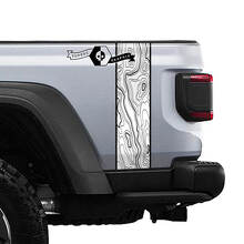 Topographic Map Rear Side Stripe Vinyl Graphics for Jeep Gladiator JT Rubicon Mojave 2