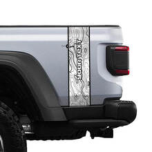 Custom Text Topographic Map Rear Side Stripe Vinyl Graphics for Jeep Gladiator JT Rubicon Mojave 2