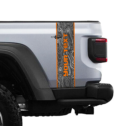 Custom Text Topographic Map Rear Side Stripe Vinyl Graphics 3 Colors for Jeep Gladiator