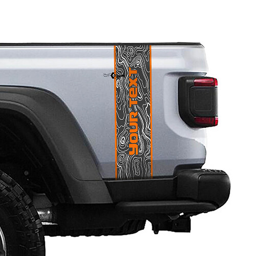 Custom Text Topographic Map Rear Side Stripe Vinyl Graphics 3 Colors for Jeep Gladiator 1