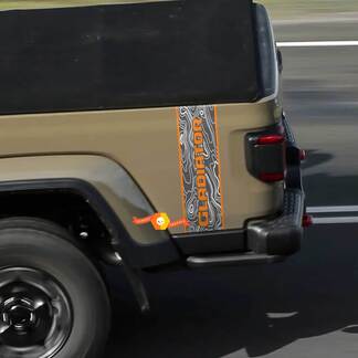 Jeep Gladiator Logo Topographic Map Rear Side Stripe Vinyl Graphics 3 colors 