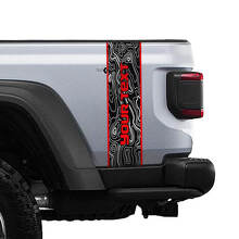 Custom Text Topographic Map Rear Side Stripe Vinyl Graphics 3 Colors for Jeep Gladiator 2