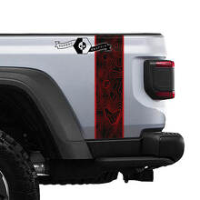 Logo Topographic Map Rear Side Mojave Stripe Vinyl Graphics 2 Colors for Jeep Gladiator 2