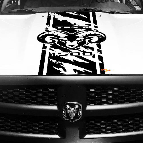 Hemi Logo Custom Distressed Stripe Hood Vinyl Decal Sticker for Dodge Ram 1500