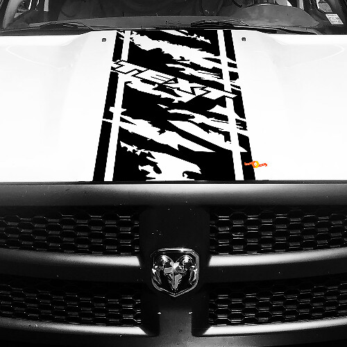 Custom Distressed Stripe Hood Vinyl Decal Sticker for Dodge Ram 1500