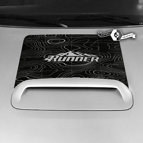 Topographic Map Hood Scoop Vinyl Decal for Toyota 4Runner TRD Off Road 2020-2023